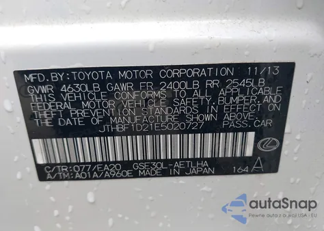 2014 Lexus Is 250 из США, поврежденный, VIN JTHBF1D21E5020727